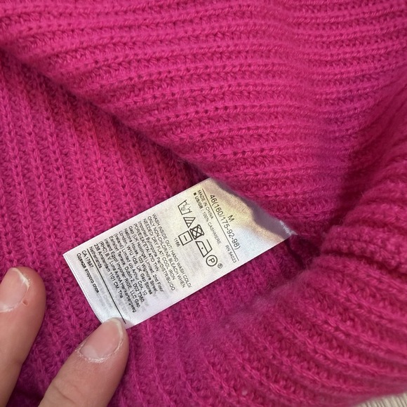 Banana Republic Medium 100% Cashmere Turtleneck Sweater Relaxed Ribbed Pink - Picture 5 of 10